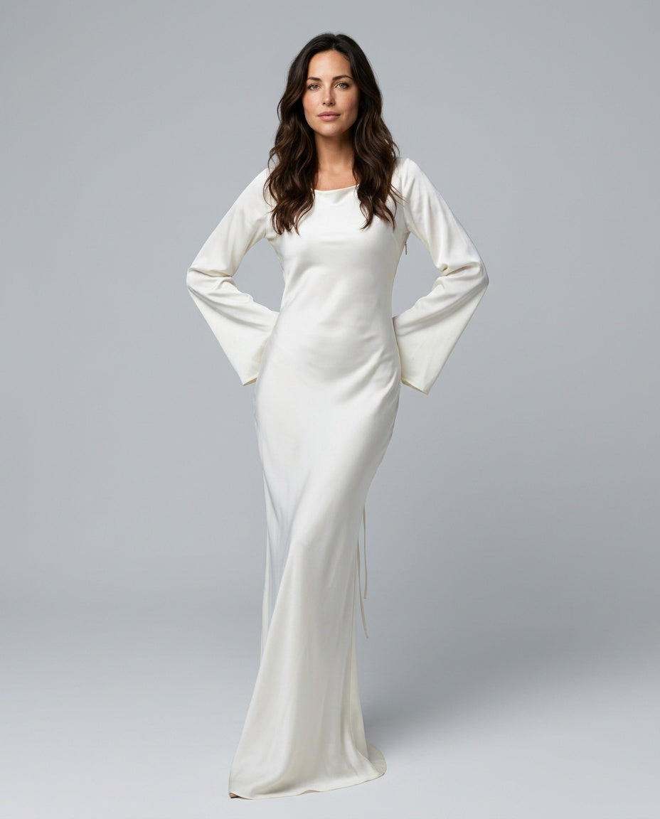 Draped Long Sleeve Dress Evening Evening Weekend