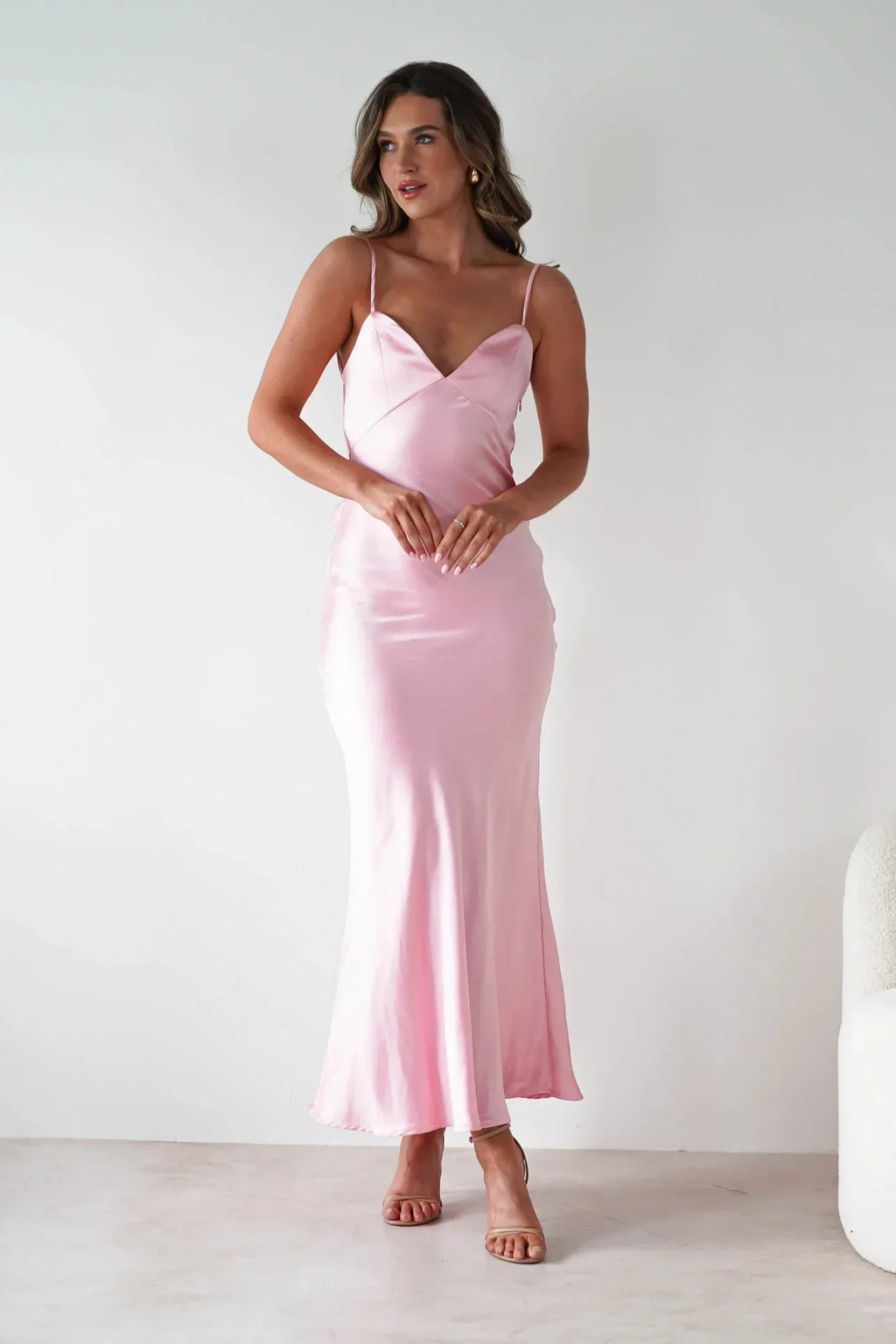 Silky Satin-Look Sleeveless Slip Dress Layered Evening