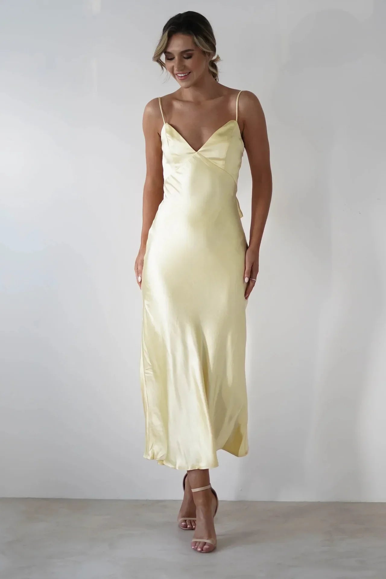 Silky Satin-Look Sleeveless Slip Dress Layered Evening