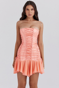 Elegant Satin-Look Dress With Strapless Neck Evening