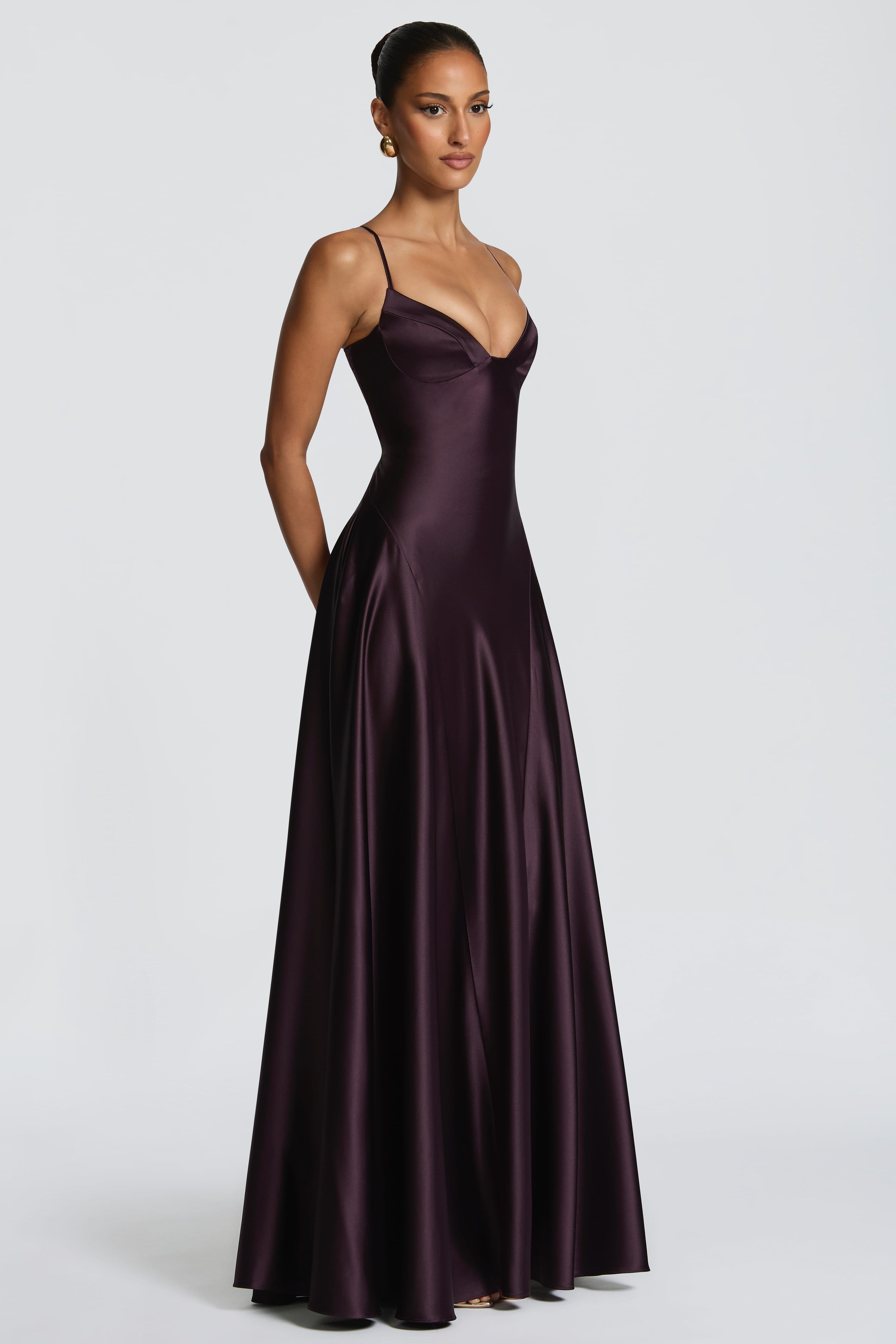 Satin-Look Finish Slip Dress With V-Neck Evening