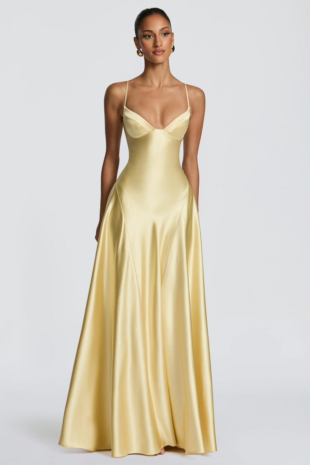 Satin-Look Finish Slip Dress With V-Neck Evening