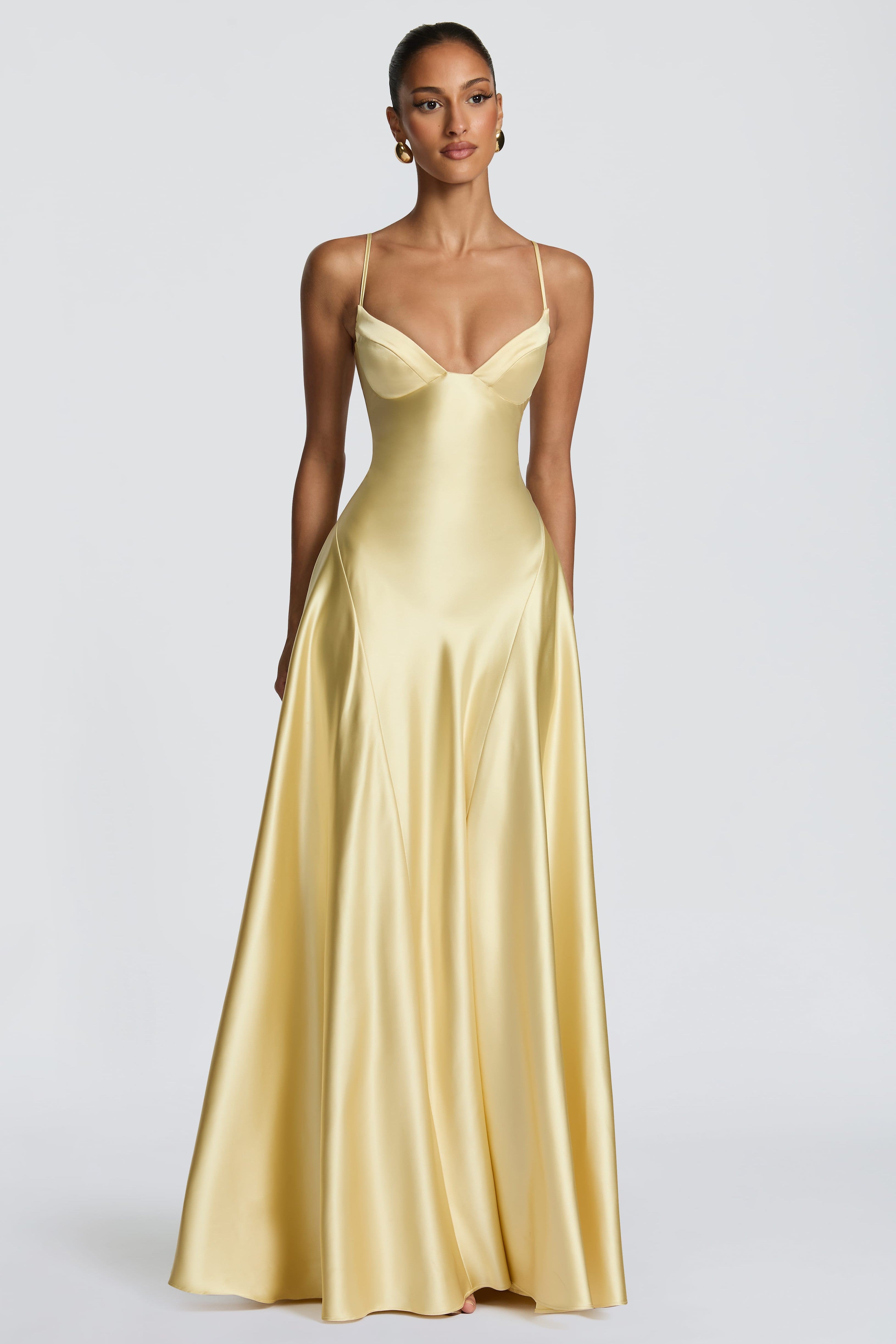 Satin-Look Finish Slip Dress With V-Neck Evening