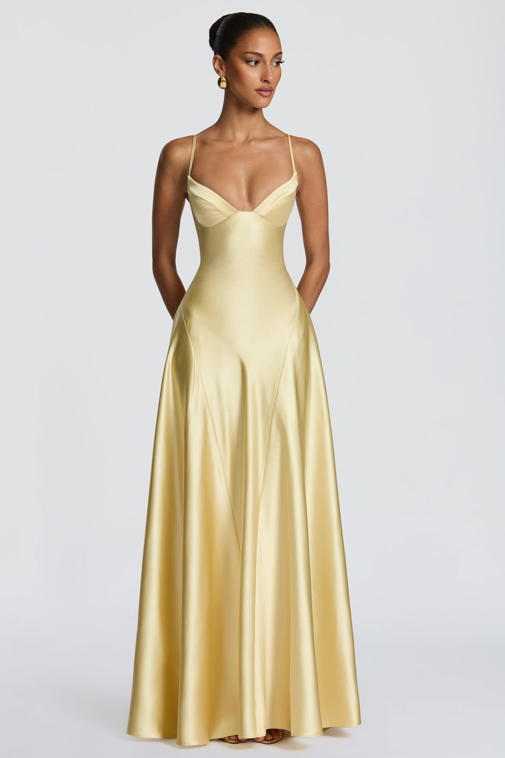 Satin-Look Finish Slip Dress With V-Neck Evening