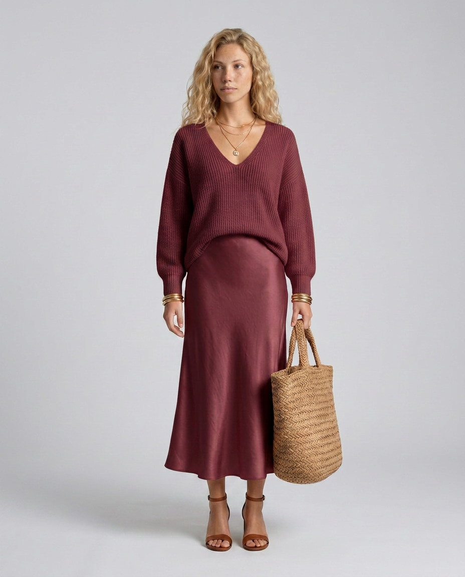 Women's Satin-Look Long Sleeve Dress Layered Evening