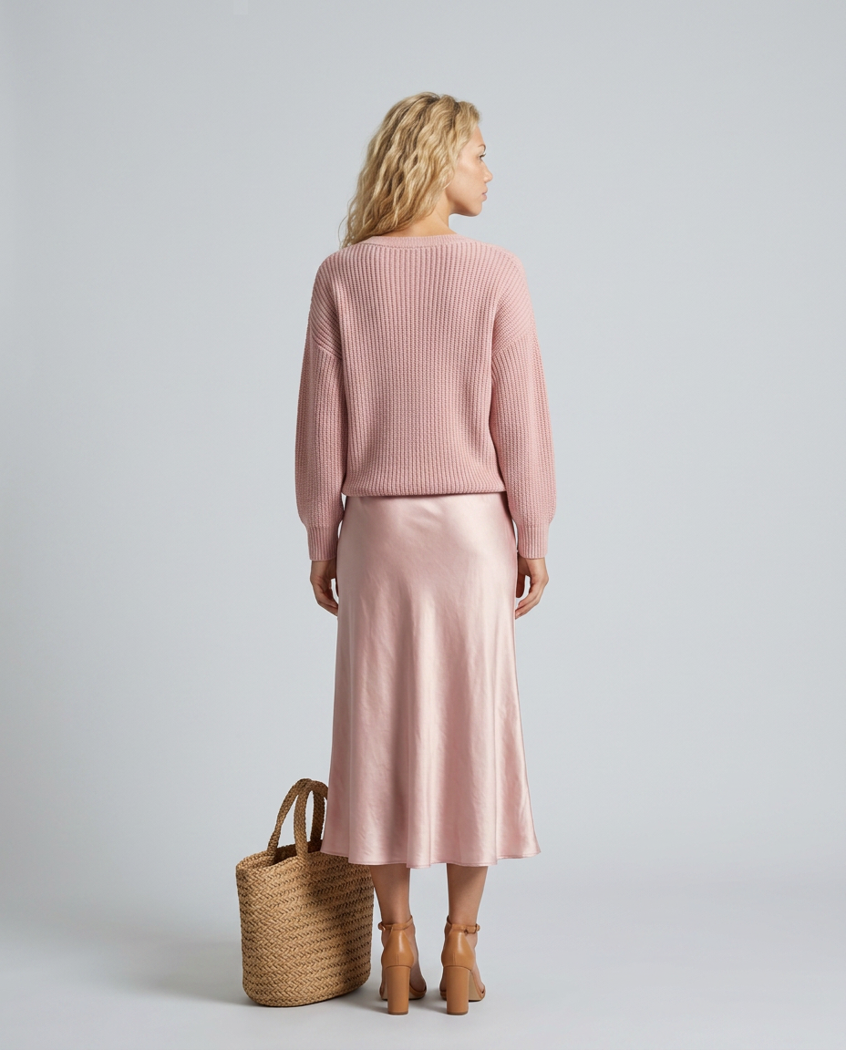 Women's Satin-Look Long Sleeve Dress Layered Evening