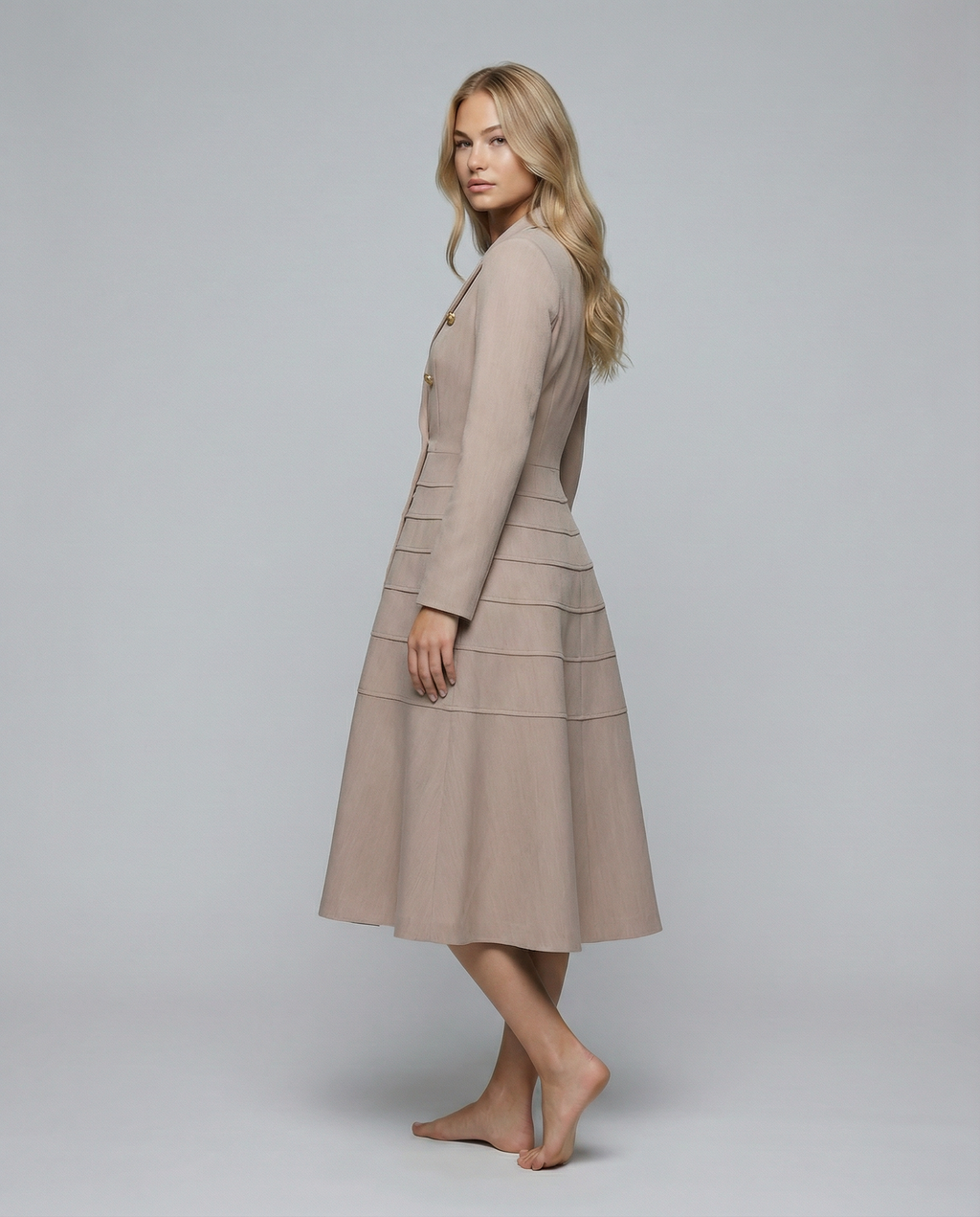 Check Long Sleeve Blazer Double-Breasted Evening