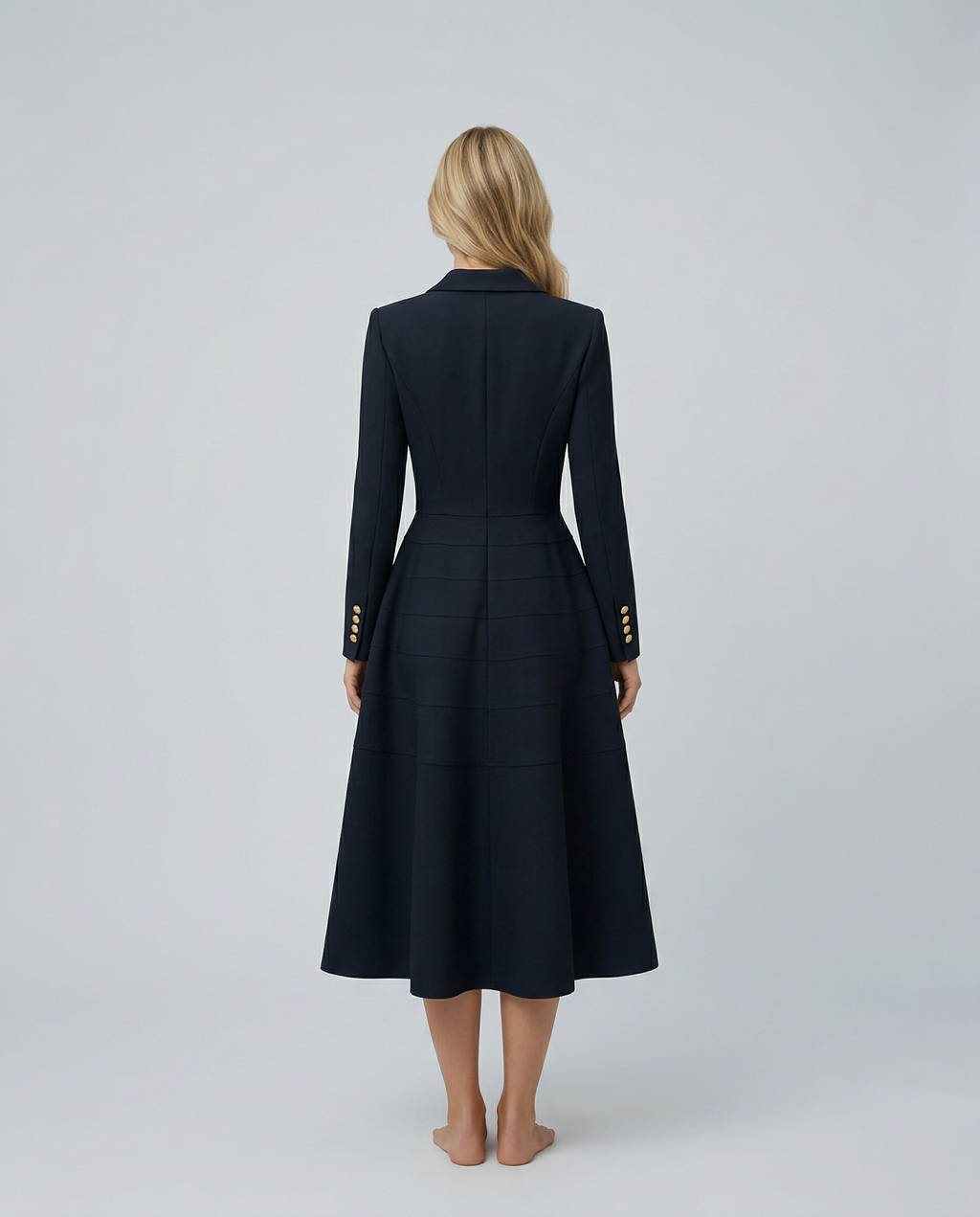 Check Long Sleeve Blazer Double-Breasted Evening