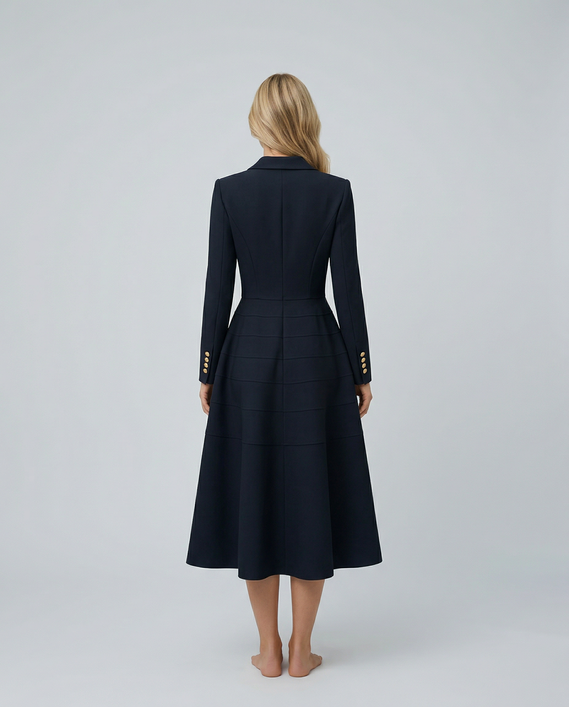 Check Long Sleeve Blazer Double-Breasted Evening