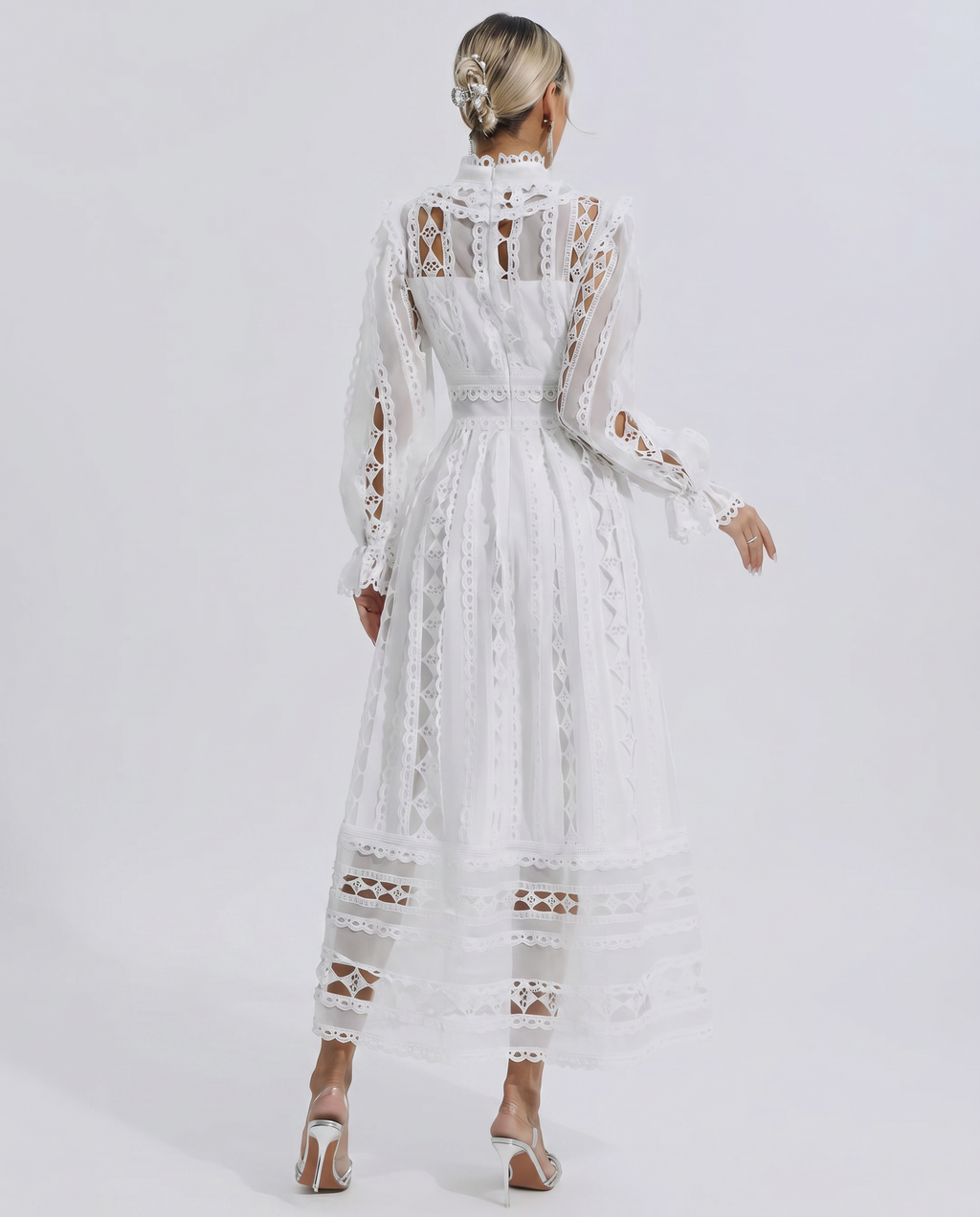 Lace Dress With High Neck Evening Day-to-Night
