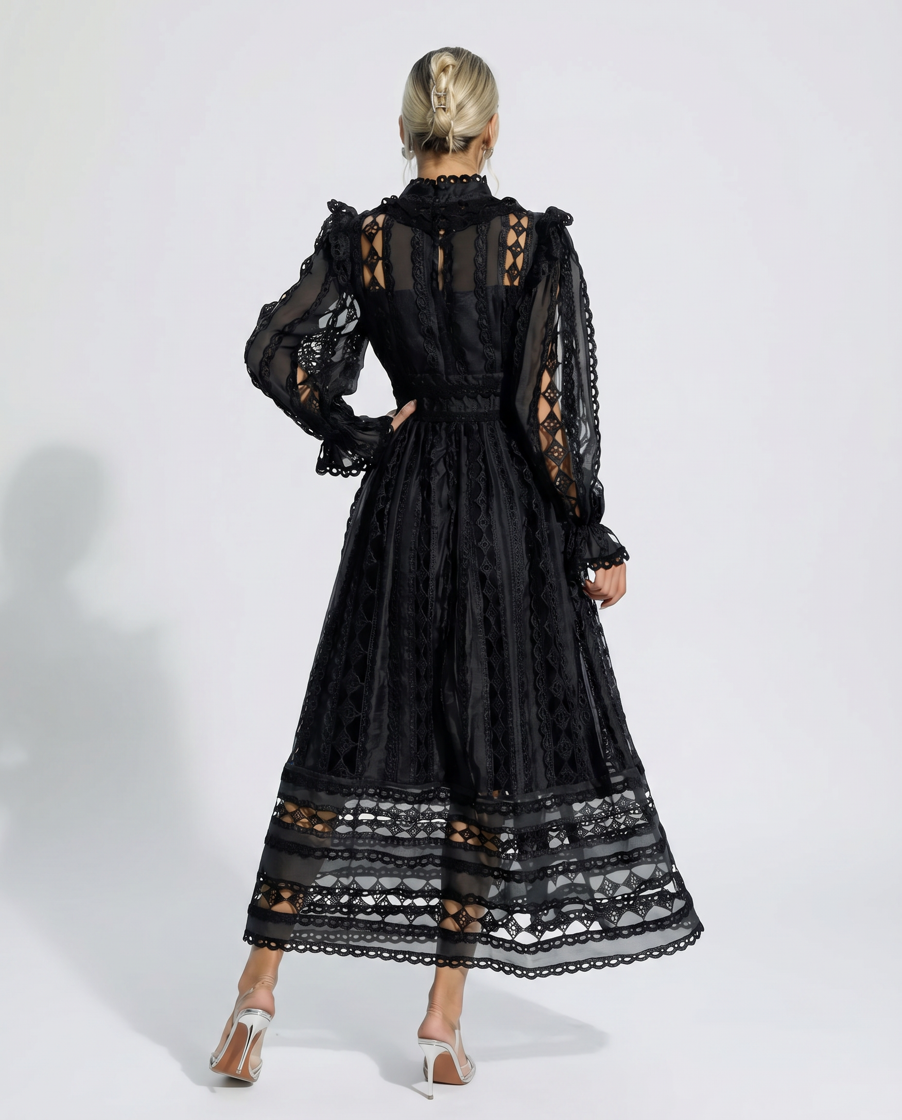 Lace Dress With High Neck Evening Day-to-Night