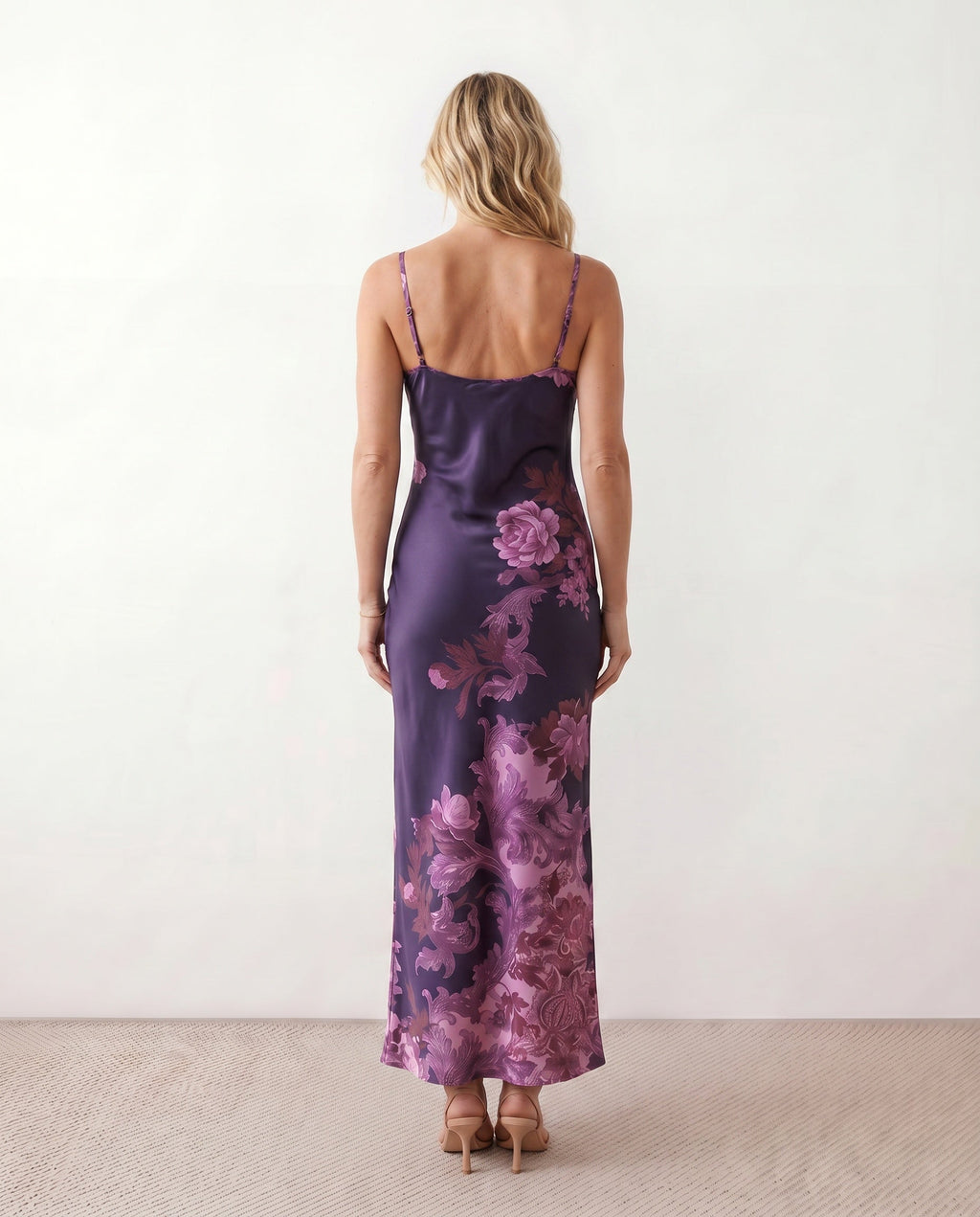 Women's Satin-Look Sleeveless Slip Dress Evening