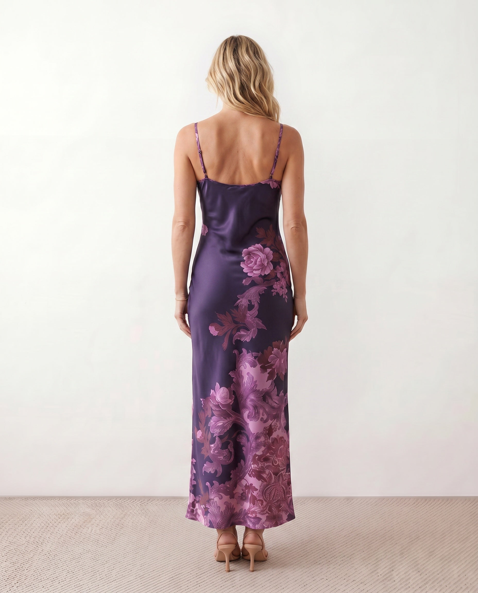 Women's Satin-Look Sleeveless Slip Dress Evening