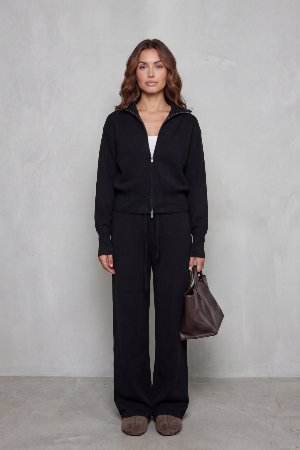 Women's Silky Ribbed Long Sleeve Cardigan Drawstring