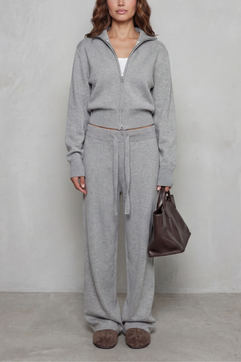 Women's Silky Ribbed Long Sleeve Cardigan Drawstring