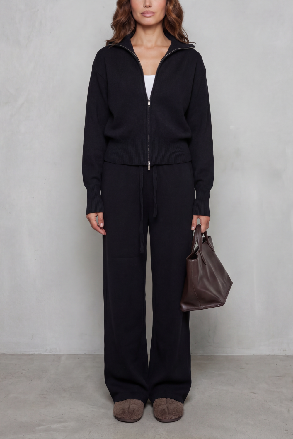 Women's Silky Ribbed Long Sleeve Cardigan Drawstring