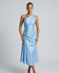 Satin-Look Finish Dress With One-Shoulder Neckline Evening