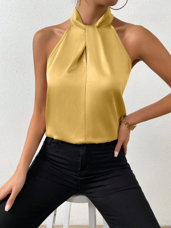 Silky Satin-Look Dress With Halter Neckline Evening