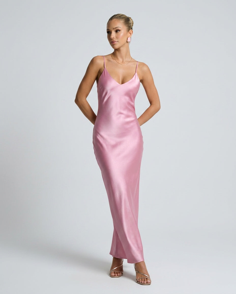 Satin-Look Finish Dress With Cowl Neckline Evening