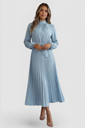 Women's Silky Pleated Long Sleeve Coat Evening