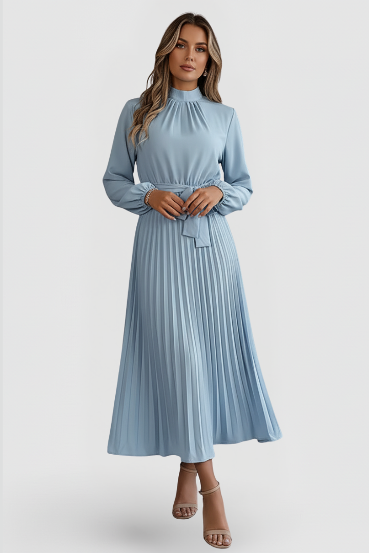 Women's Silky Pleated Long Sleeve Coat Evening