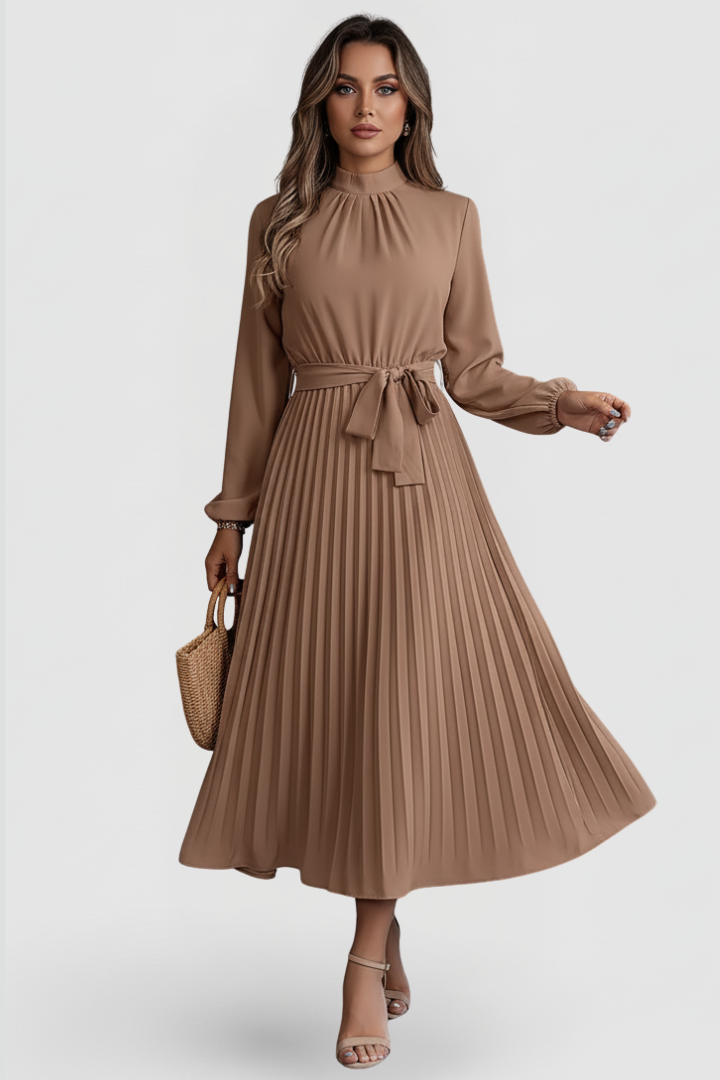 Women's Silky Pleated Long Sleeve Coat Evening