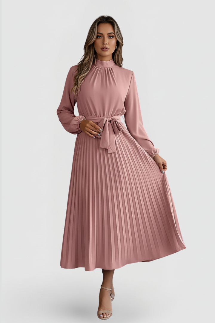 Women's Silky Pleated Long Sleeve Coat Evening