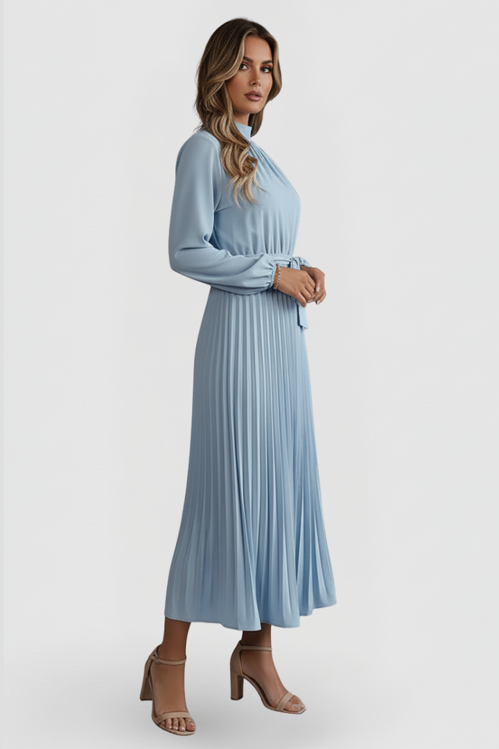 Women's Silky Pleated Long Sleeve Coat Evening