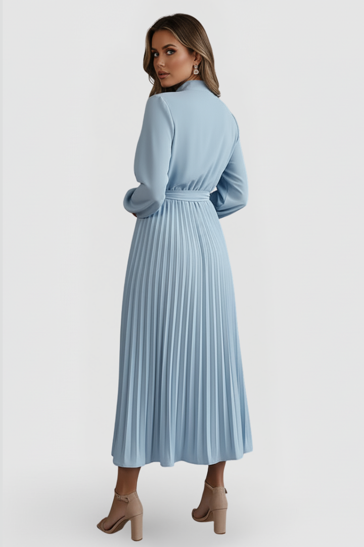 Women's Silky Pleated Long Sleeve Coat Evening