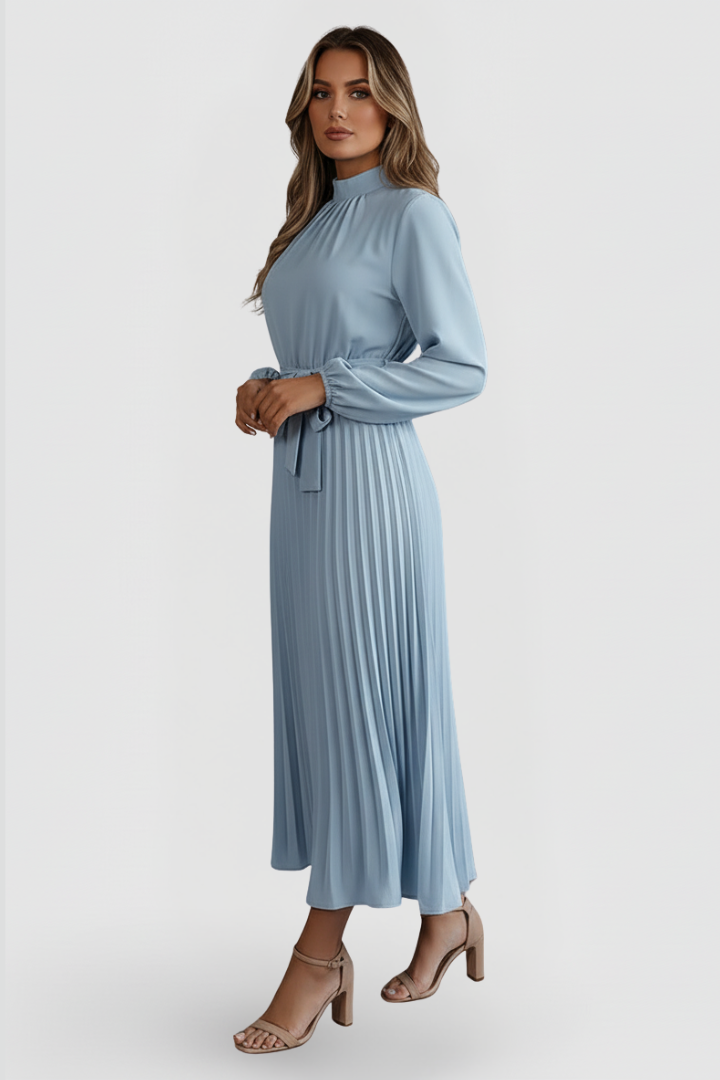 Women's Silky Pleated Long Sleeve Coat Evening