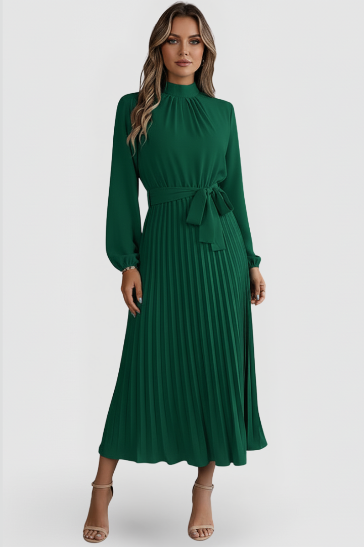 Women's Silky Pleated Long Sleeve Coat Evening