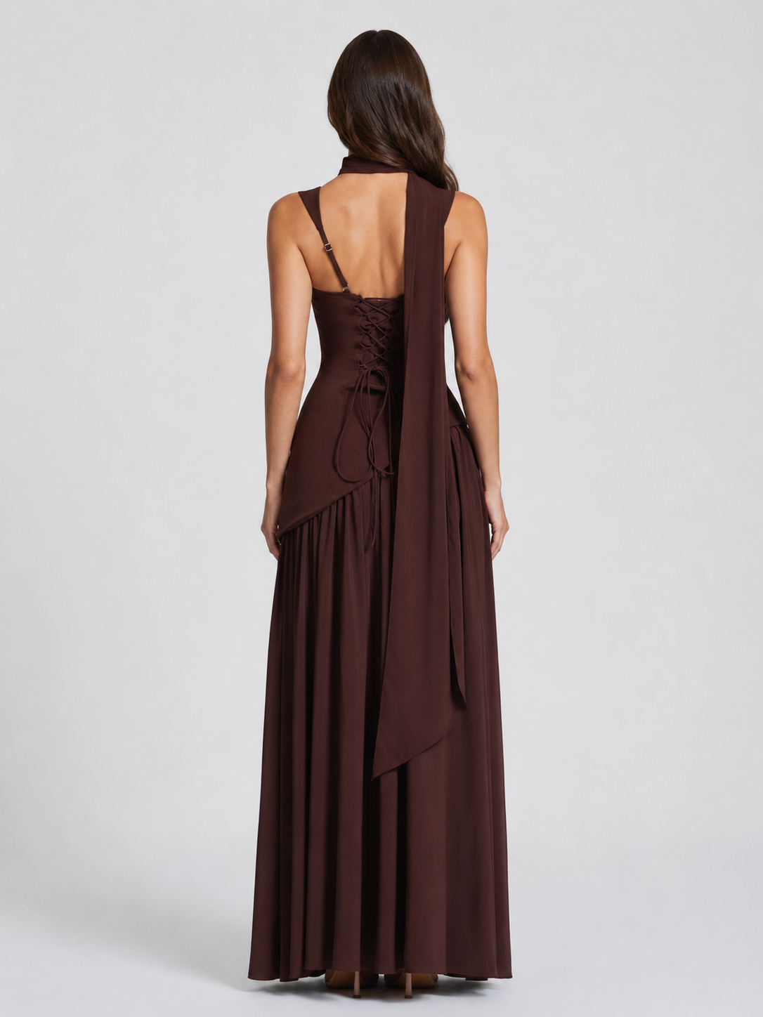 Satin Finish Sleeveless Coat Side Slit Evening