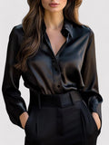 Silky Satin-Look Long Sleeve Dress Layered Evening