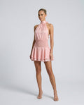 Elegant Satin-Look Wrap With Halter Neckline Evening