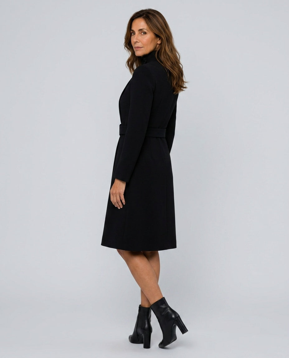 Women's Check Finish Long Sleeve Blazer Belted