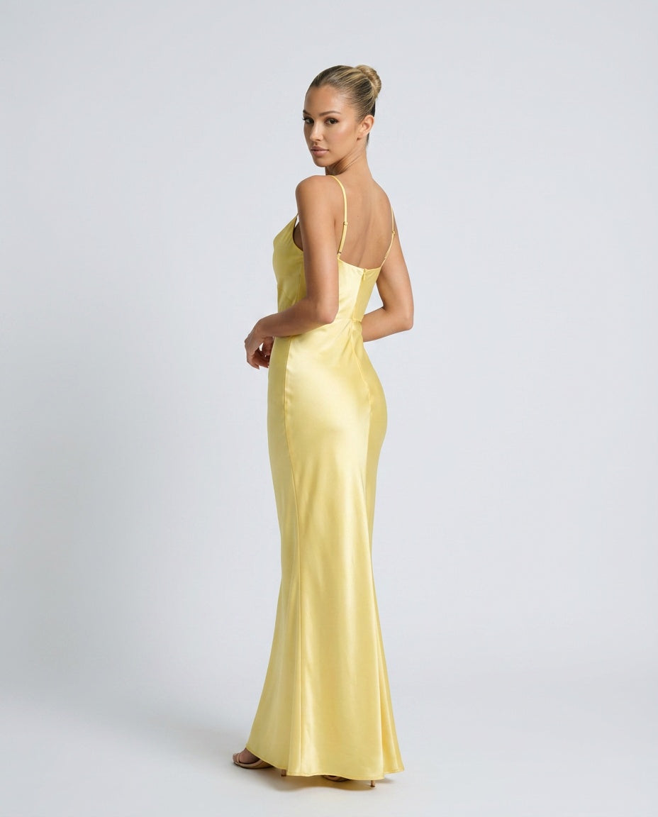 Satin-Look Finish Dress With Cowl Neckline Evening