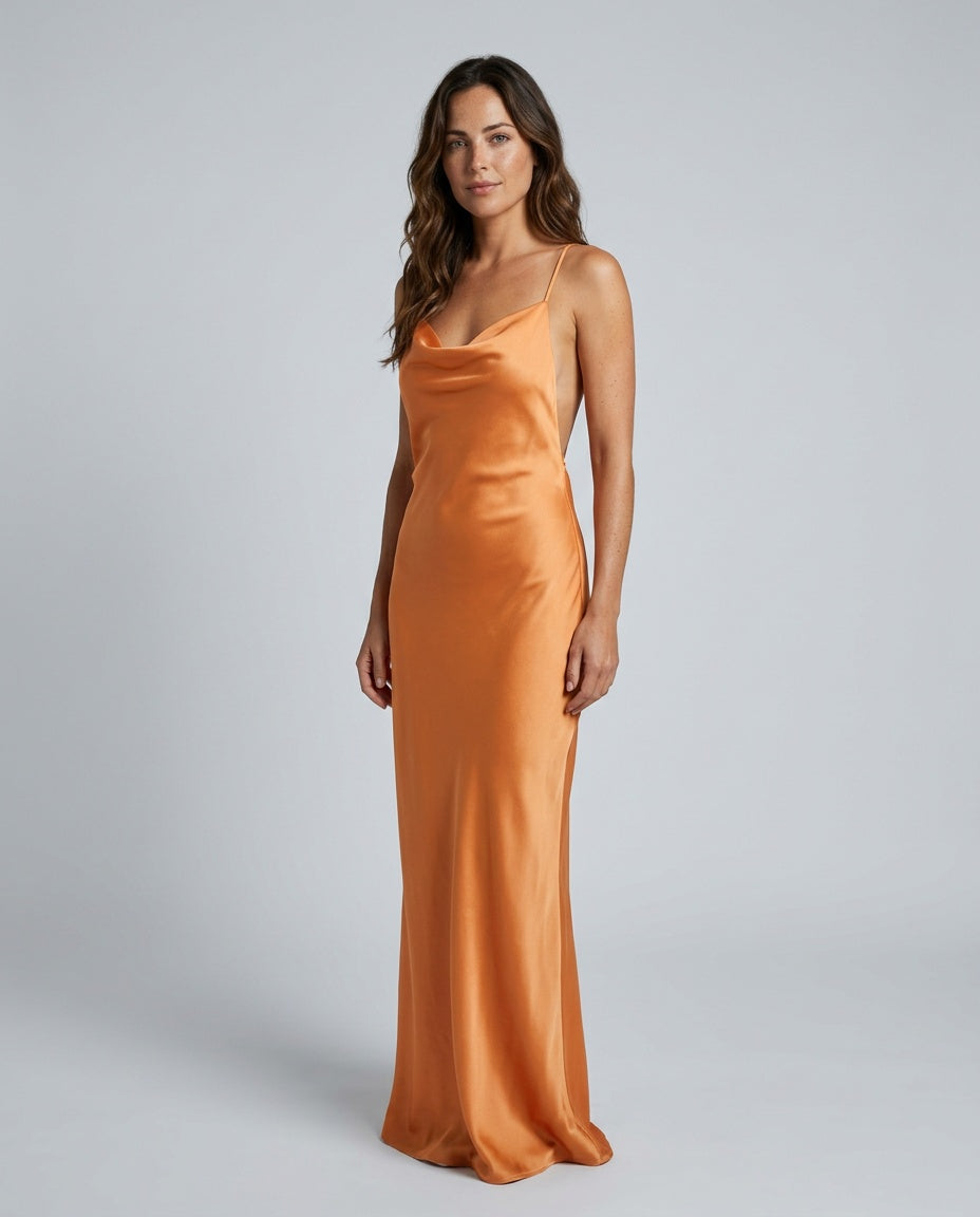 Satin-Look Dress With Halter Neckline Evening