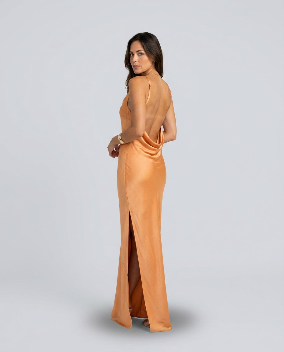Satin-Look Dress With Halter Neckline Evening