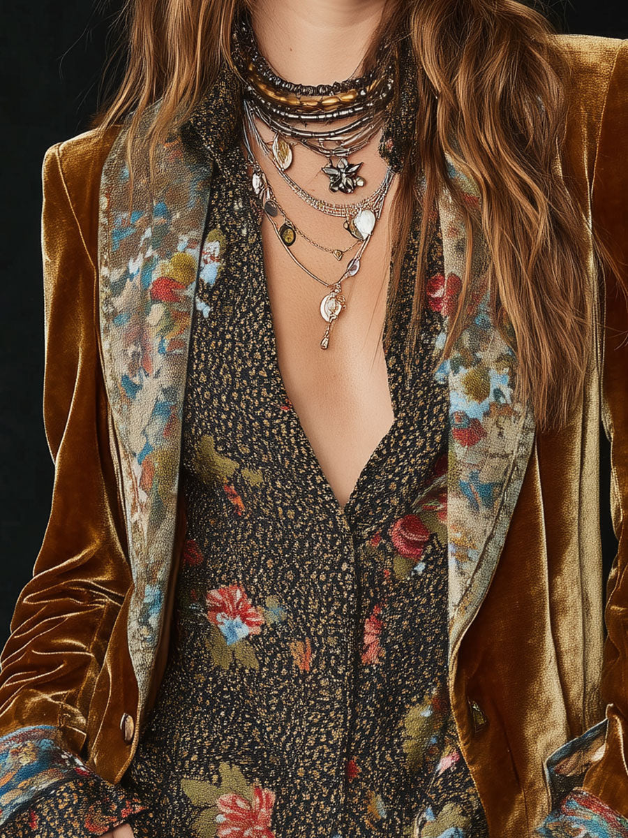 Floral Long Sleeve Slip Dress Layered Wedding Guest