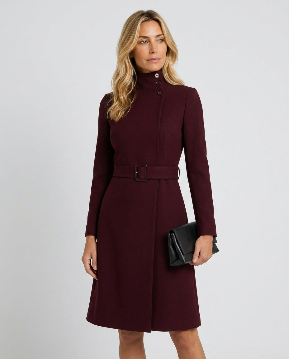 Women's Check Finish Long Sleeve Blazer Belted