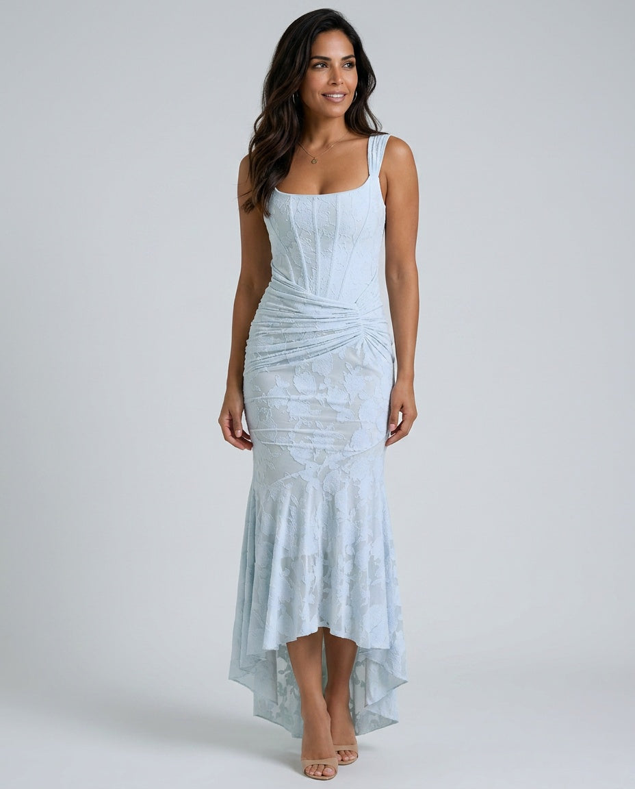 Lace Finish Sleeveless Blazer Corset-Style Evening
