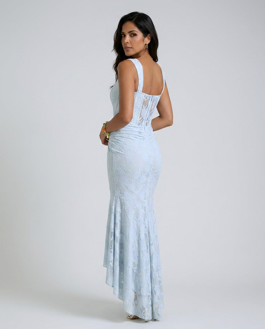 Lace Finish Sleeveless Blazer Corset-Style Evening