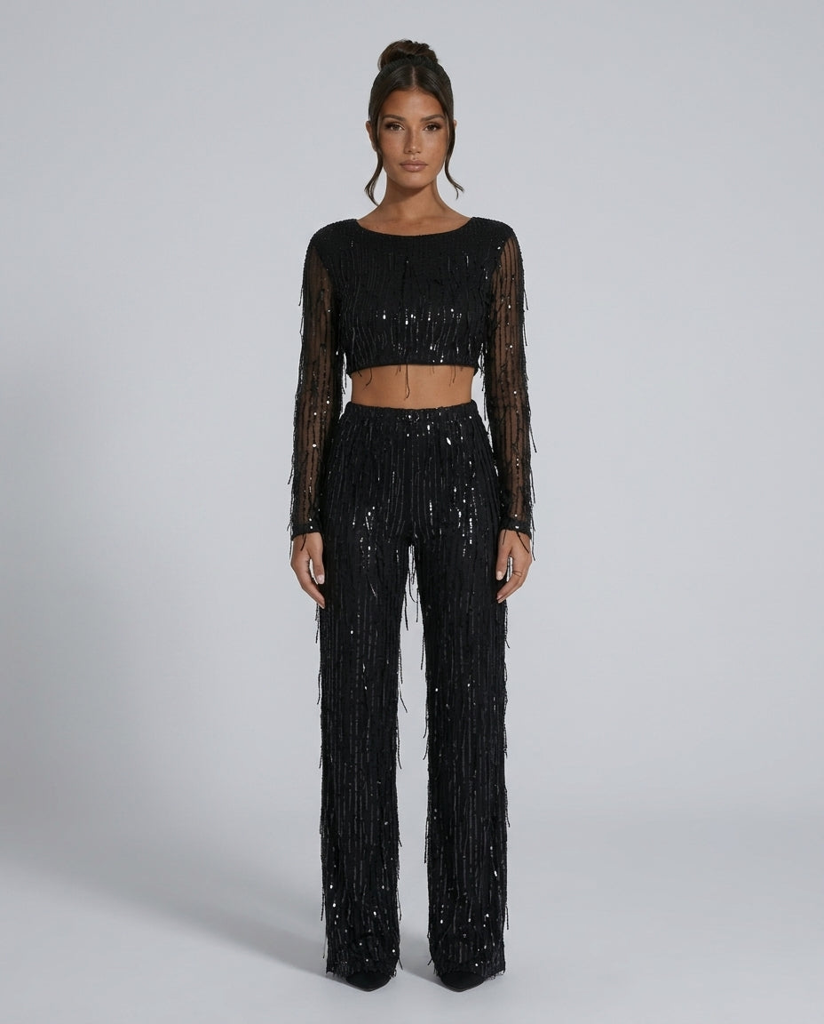 Sequin Long Sleeve Dress Evening Day-to-Night