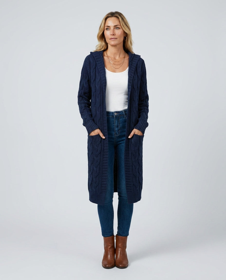 Elegant Ribbed Long Sleeve Cardigan Belted Evening
