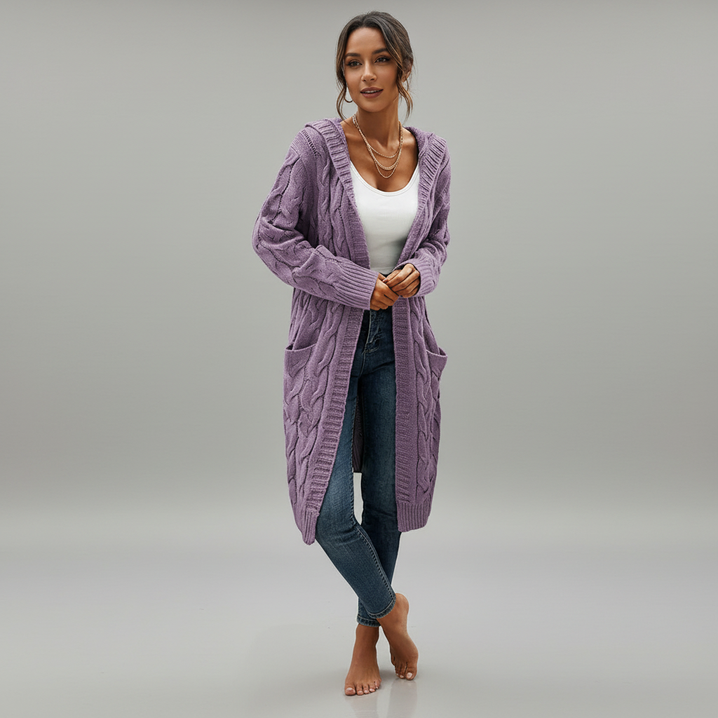 Elegant Ribbed Long Sleeve Cardigan Belted Evening