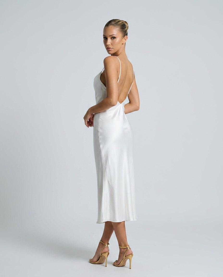 Satin-Look Dress With Cowl Neckline Evening Evening