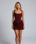 Lace Finish Dress With Square Neck Corset-Style Evening