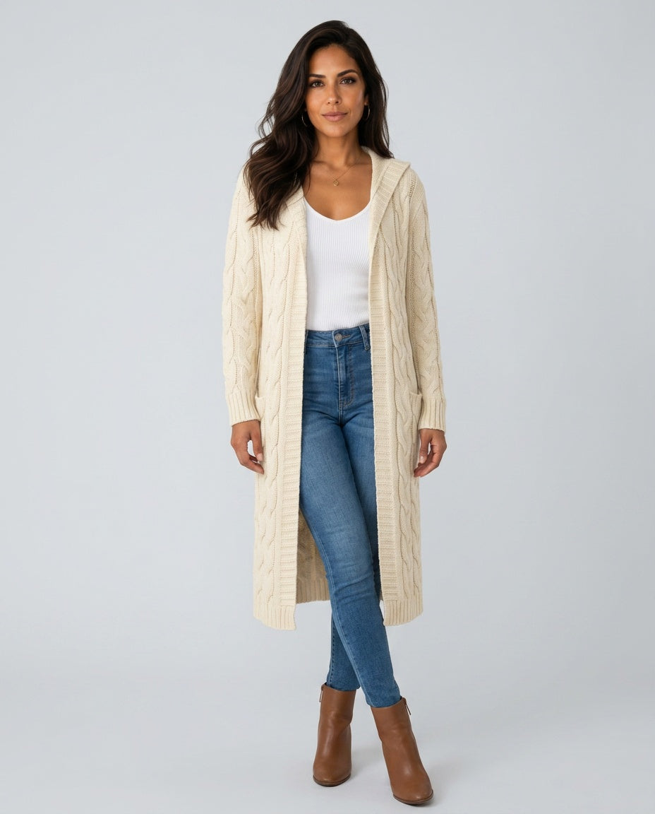 Elegant Ribbed Long Sleeve Cardigan Belted Evening