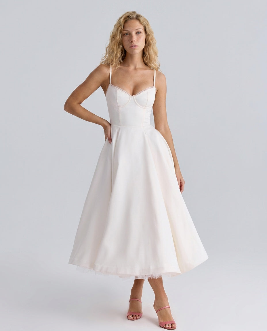Satin-Look Finish A-Line With Sweetheart Neckline Evening