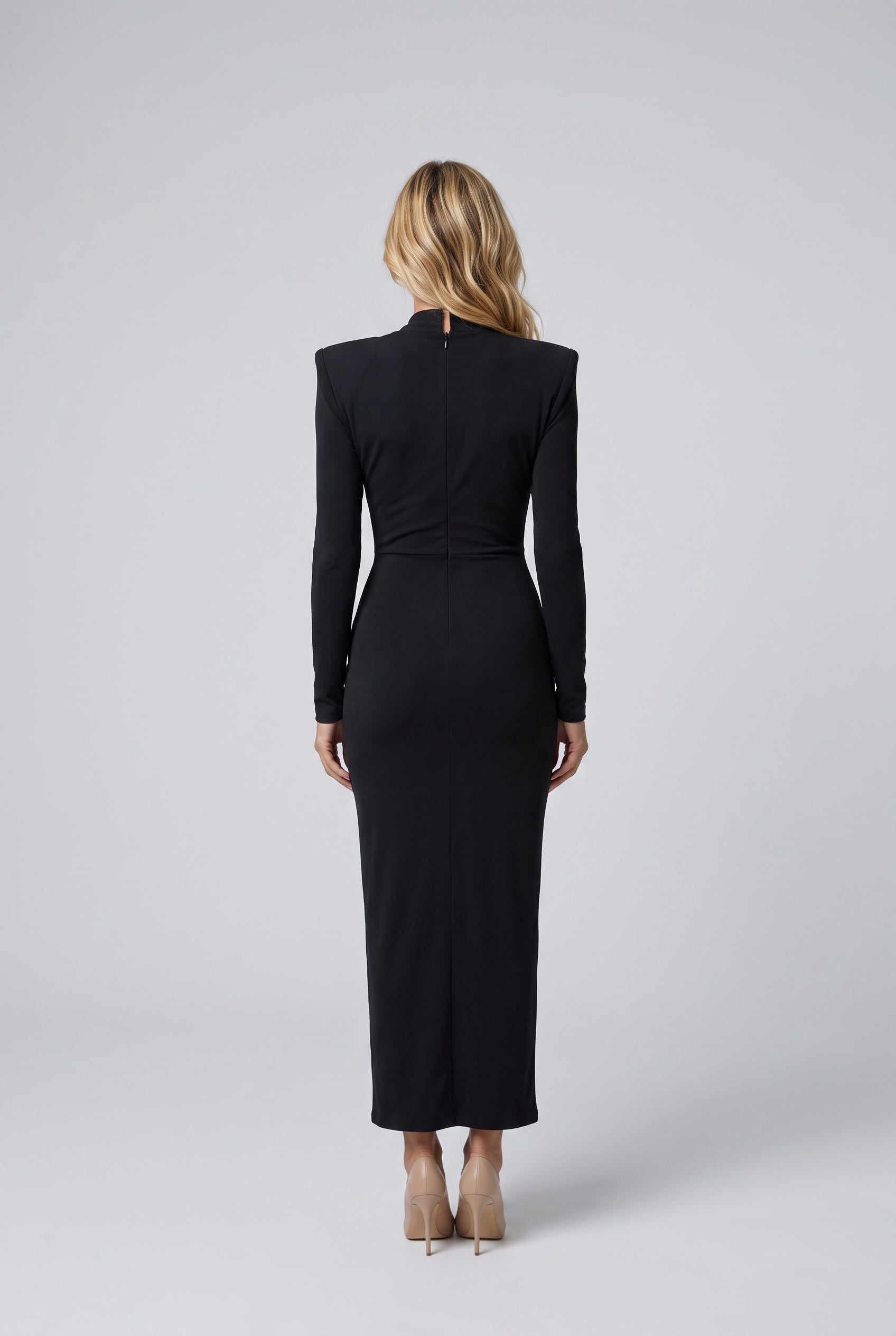 Elegant Draped Long Sleeve Blazer Belted Formal